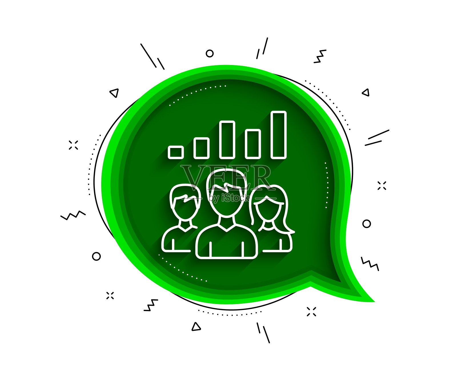 团队工作结果线图标。群人。向量插画图片素材