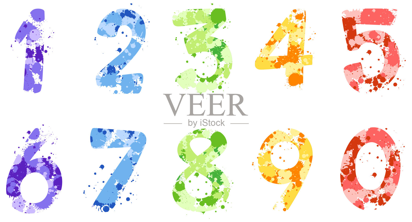 白色背景上从1到0的字体设计插画图片素材