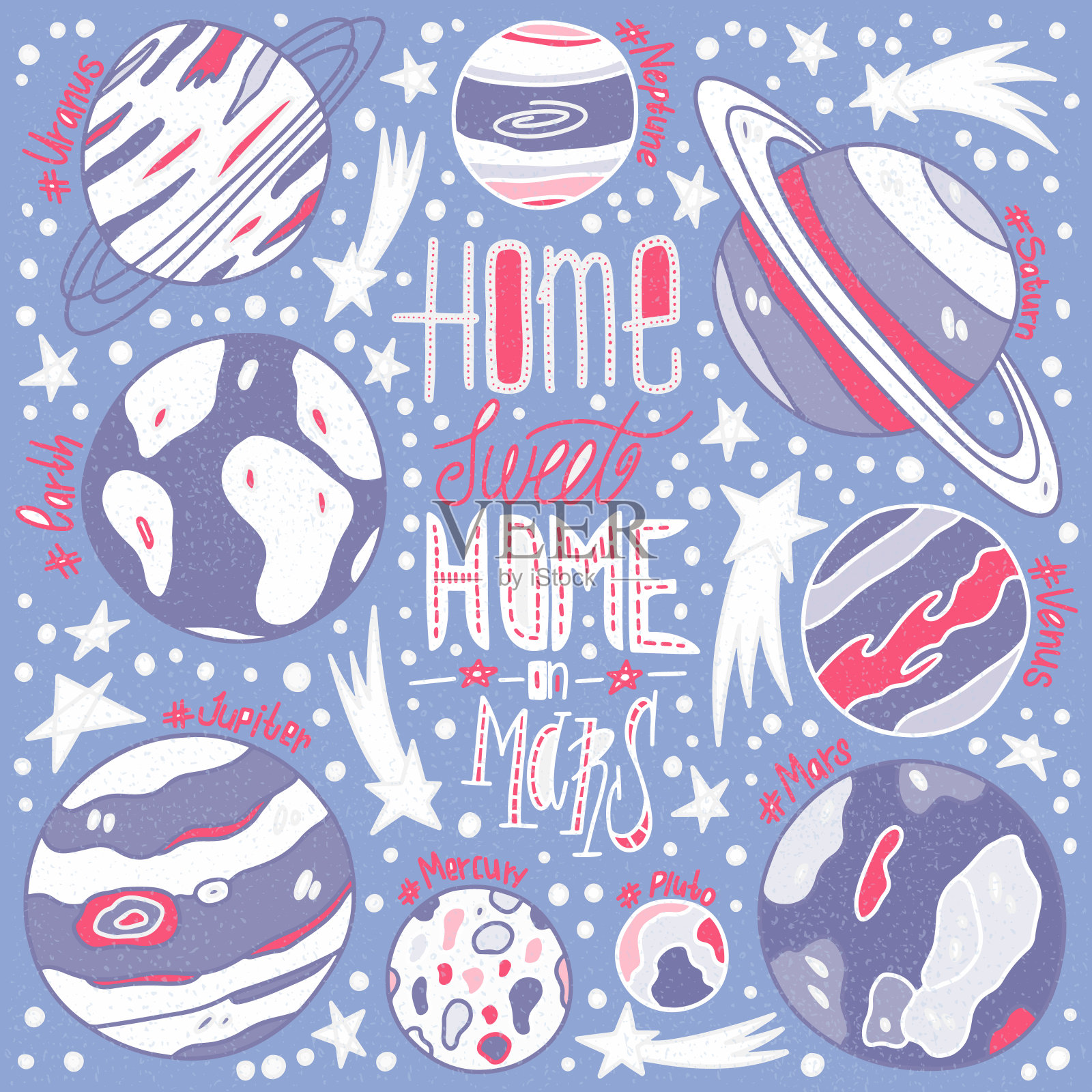 火星上甜蜜的家插画图片素材