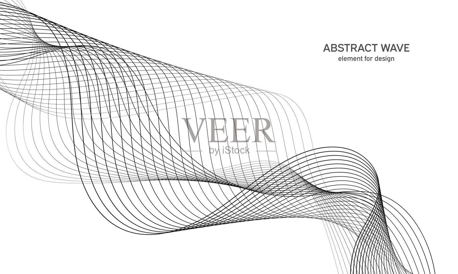 抽象的波浪元件设计。数字频率跟踪均衡器。程式化的线条艺术背景。矢量插图。使用混合工具创建波浪与线条。曲线波浪形线条，平滑条纹。插画图片素材