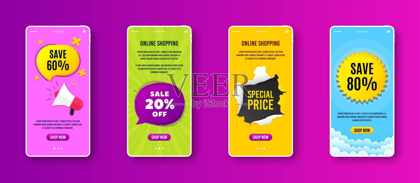 打折20%泡沫。折扣旗帜形状。向量插画图片素材