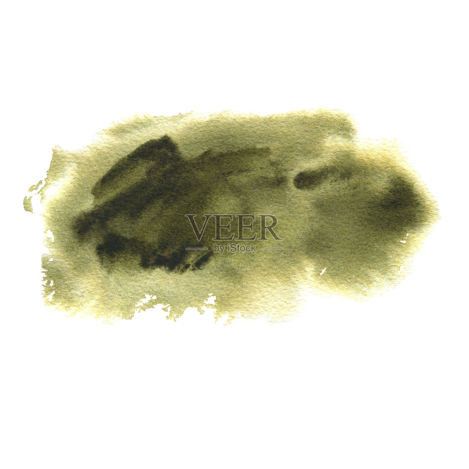 水彩抽象绿色染色，手绘艺术纹理孤立插画图片素材