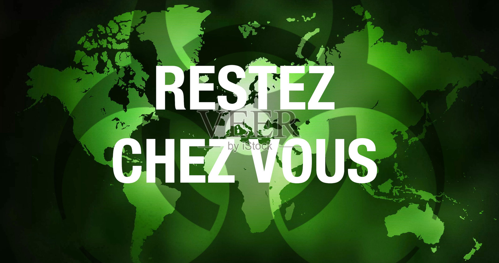 世界地图与生物危害标志和REST YOU口号。照片摄影图片