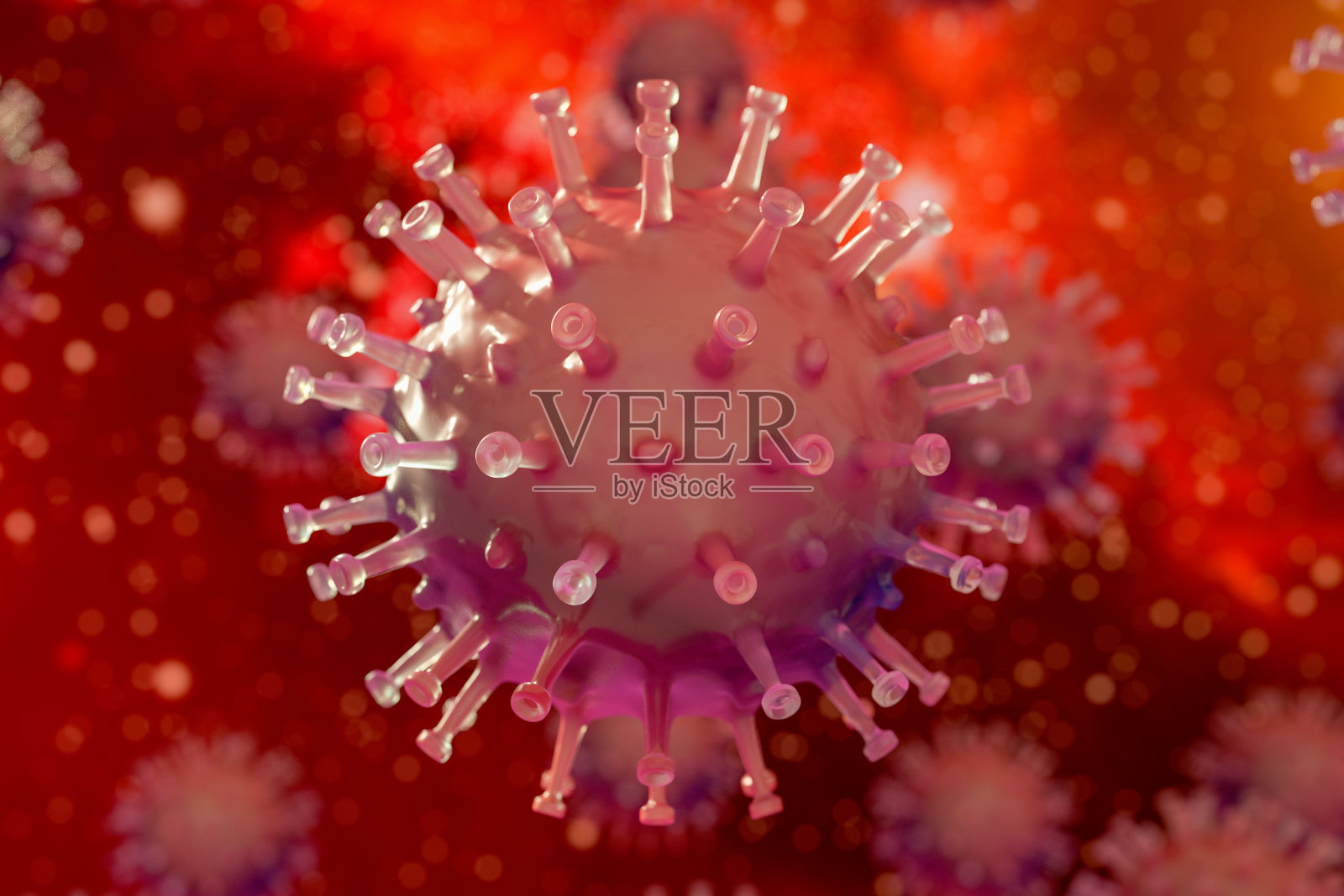 病毒、细菌、冠状病毒、Covid-19、3D背景照片摄影图片