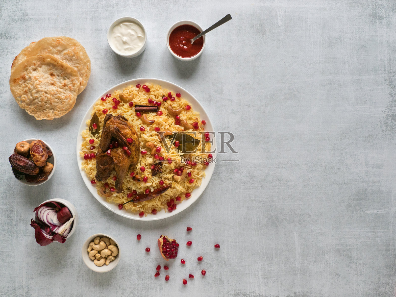 阿拉伯传统肉类美食Kabsa饭照片摄影图片