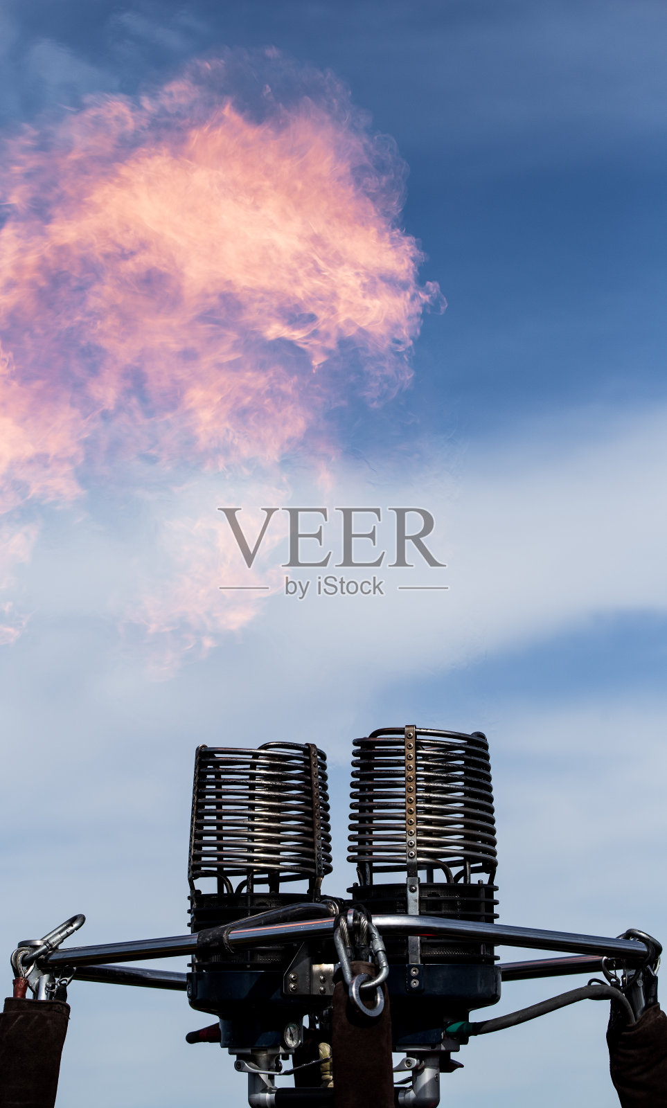 气球燃烧器上的火焰。准备膨胀照片摄影图片