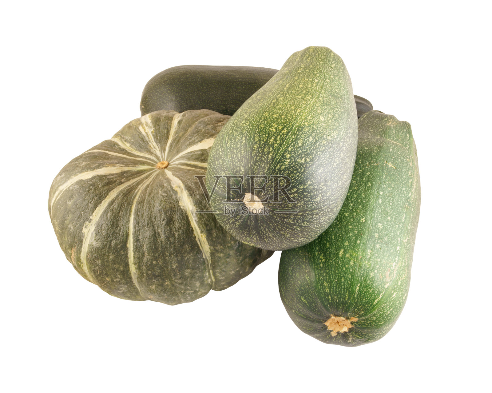 新鲜的西葫芦蔬菜和南瓜孤立在白色照片摄影图片