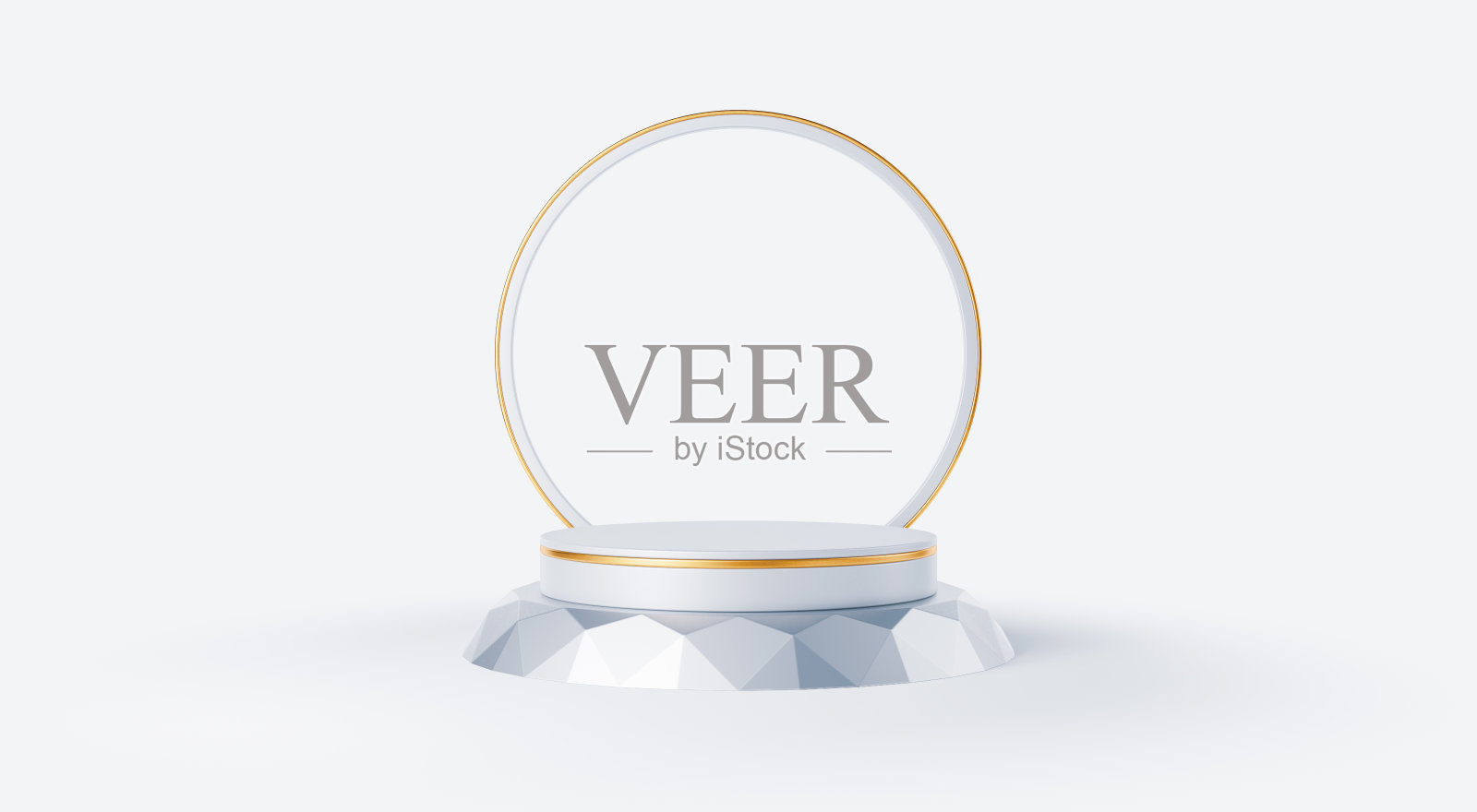 在白色背景上的白色黄金底座的3d渲染照片摄影图片