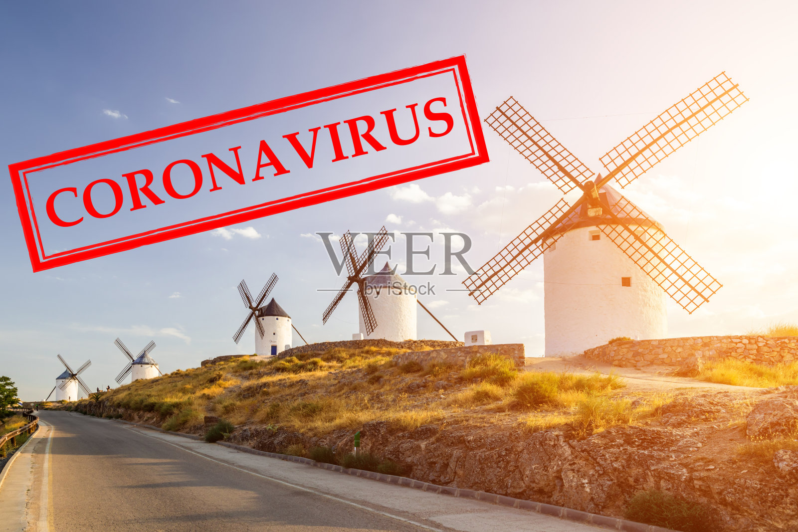 西班牙、托莱多的冠状病毒和COVID-19。冠状病毒在欧洲的传播照片摄影图片