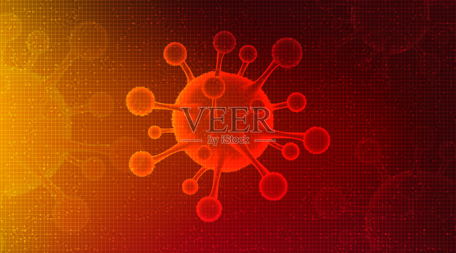 细胞冠状病毒2019-nCoV背景，医疗保健和微生物概念，COVID-19暴发设计。插画图片素材