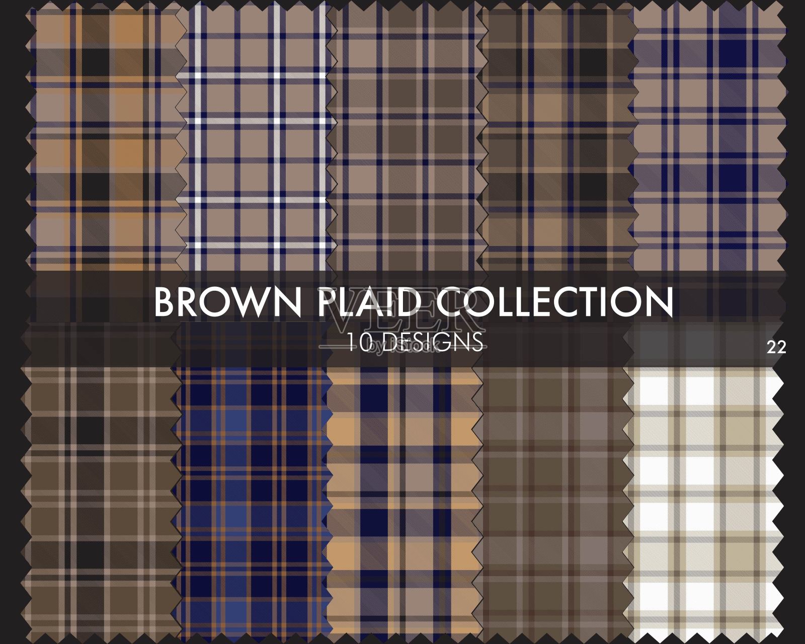 棕色格子花呢无缝图案系列插画图片素材