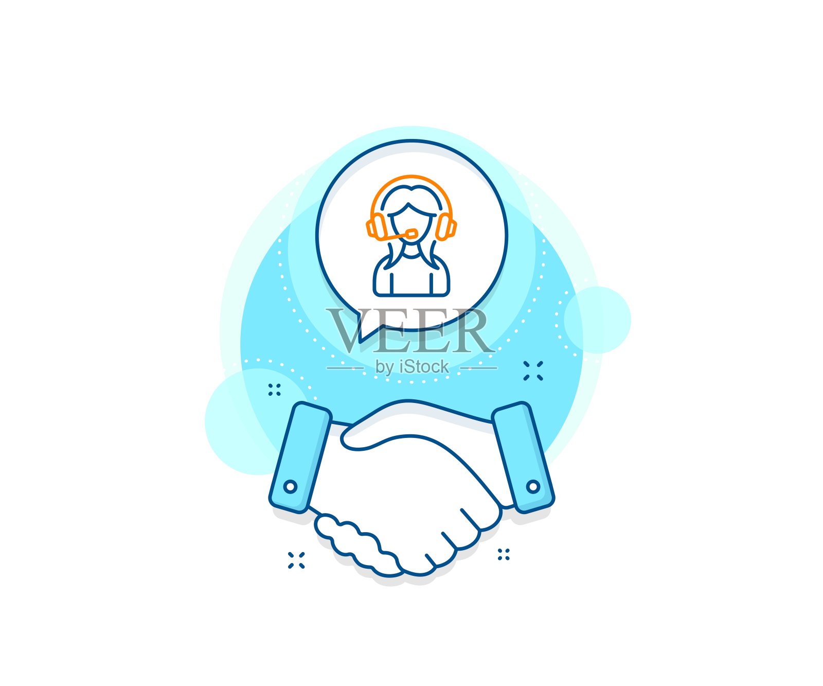 用户支持线路图标。女性形象的迹象。向量插画图片素材