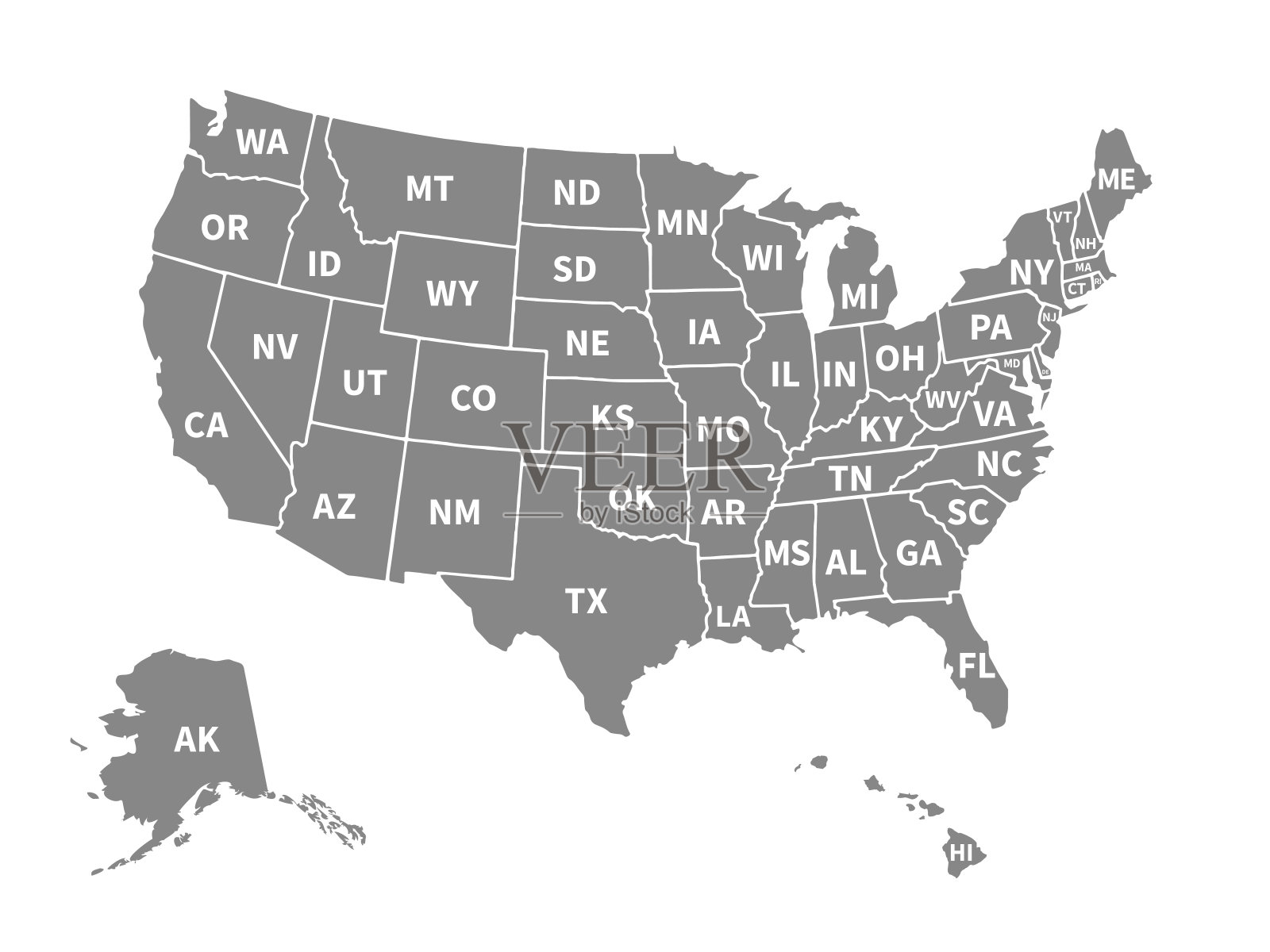 美国地图。信息图美国地图与州和大头针，地形信息轮廓道路，旅行海报投票向量选举总统插画图片素材