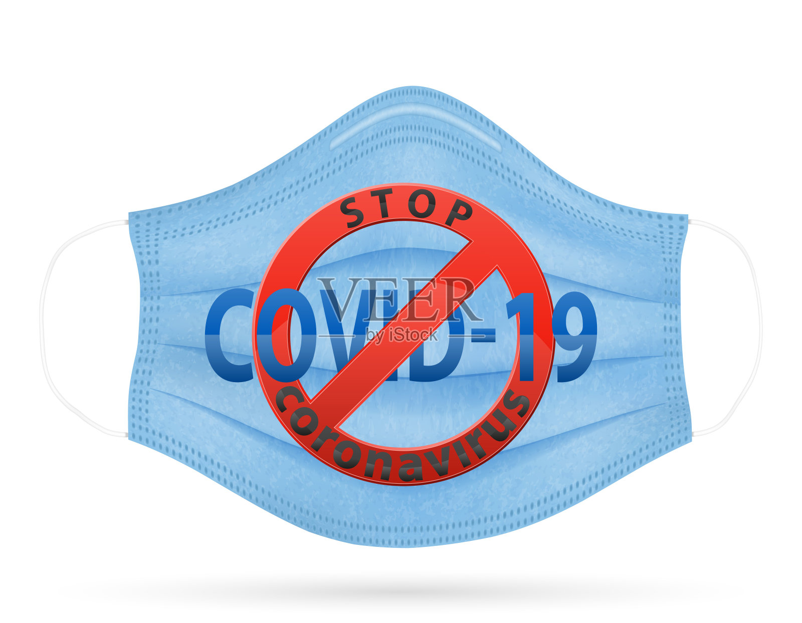 医用呼吸面罩，防止由空气飞沫传播的疾病和感染，阻止病毒载体插图插画图片素材