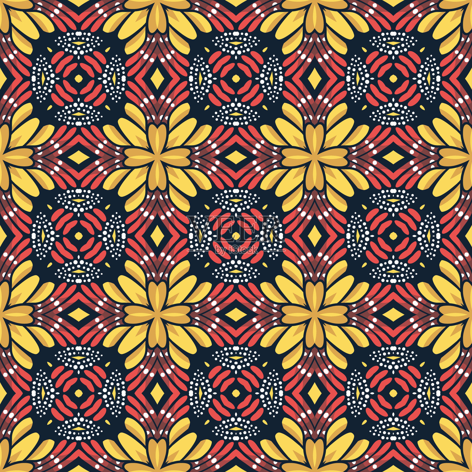 复古矢量无缝花图案插画图片素材