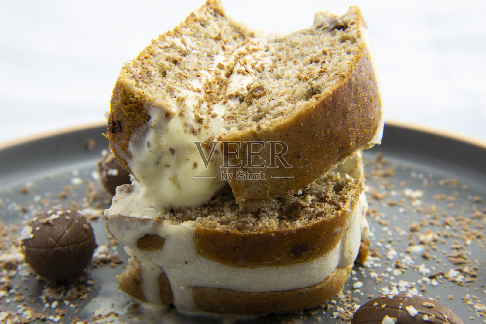 热十字面包，冰淇淋，面包，三明治照片摄影图片