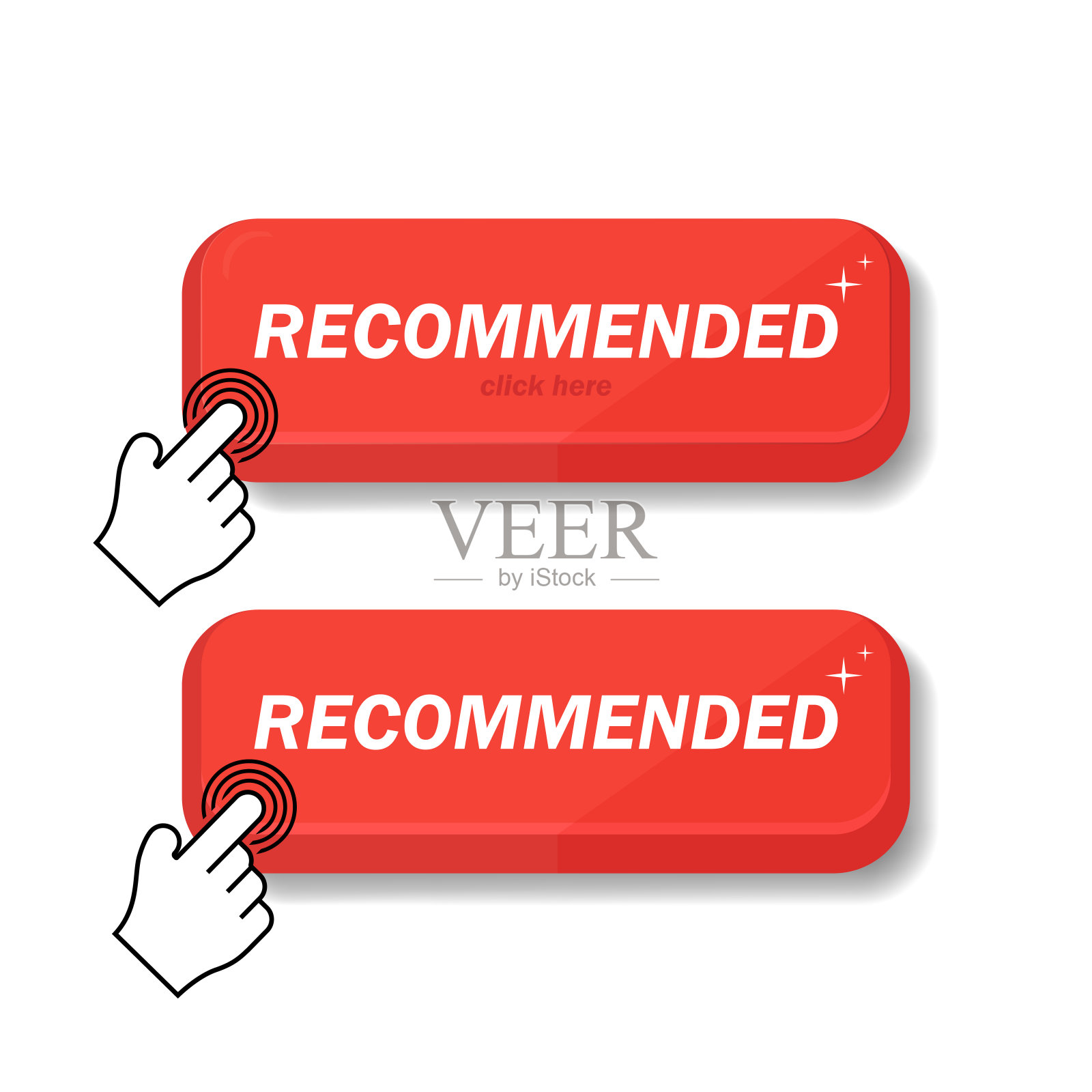 推荐使用红色图标。我建议客户端点击。我推荐用手指推一天的线性标记。签署推荐品牌。好品牌最好的标签。设计元素图片
