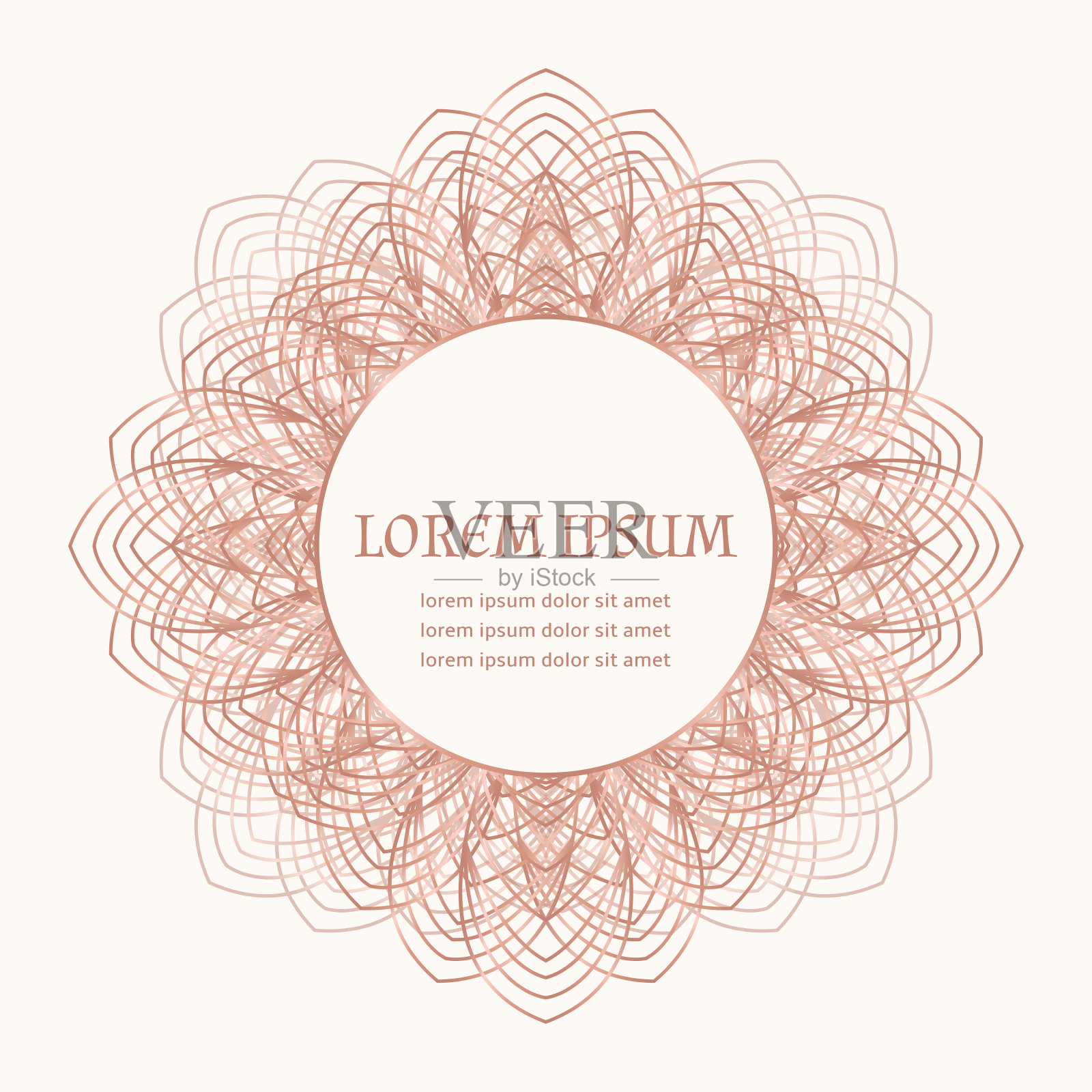 玫瑰金豪华背景皇家图案向量。复古的婚礼的邀请。花边设计插画图片素材