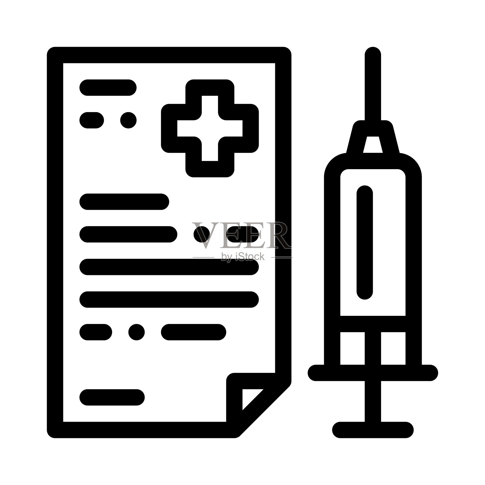 注射医疗报告图标矢量大纲插图插画图片素材