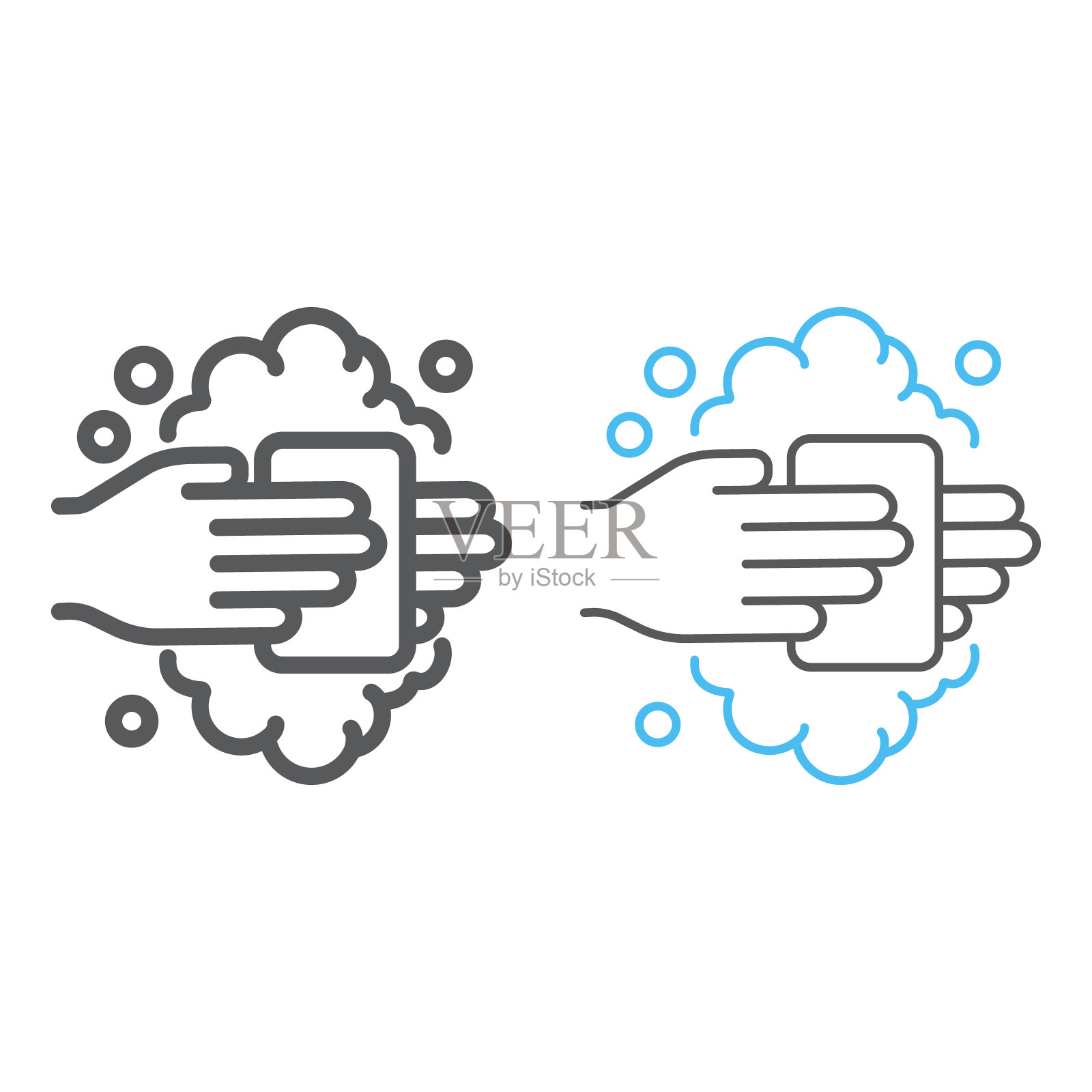 洗手用肥皂线和色线图标，洗手和卫生，洗手标志，矢量图形，白色背景上的线性图案，eps 10。插画图片素材