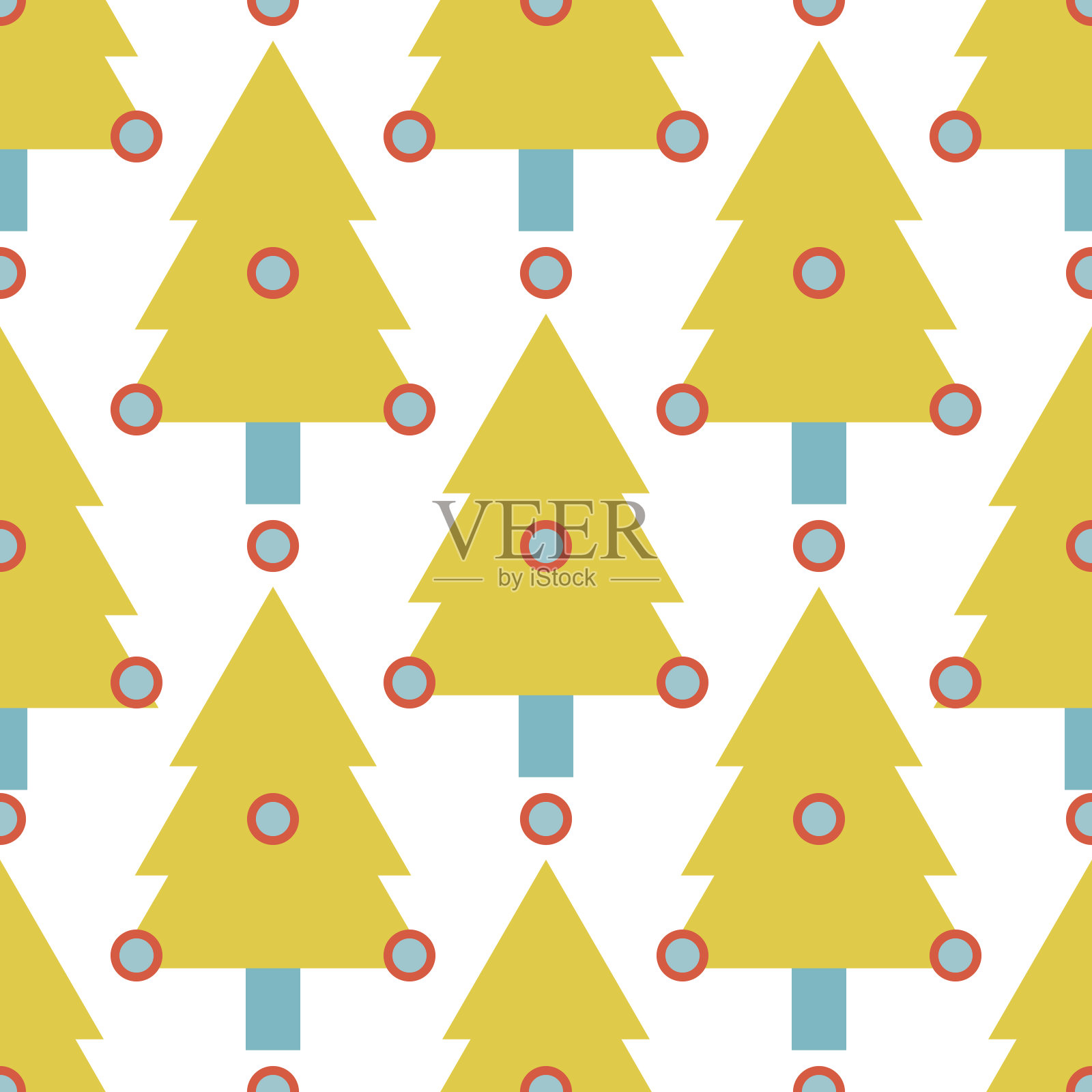 云杉林无缝格局。节日的背景。矢量插图。插画图片素材