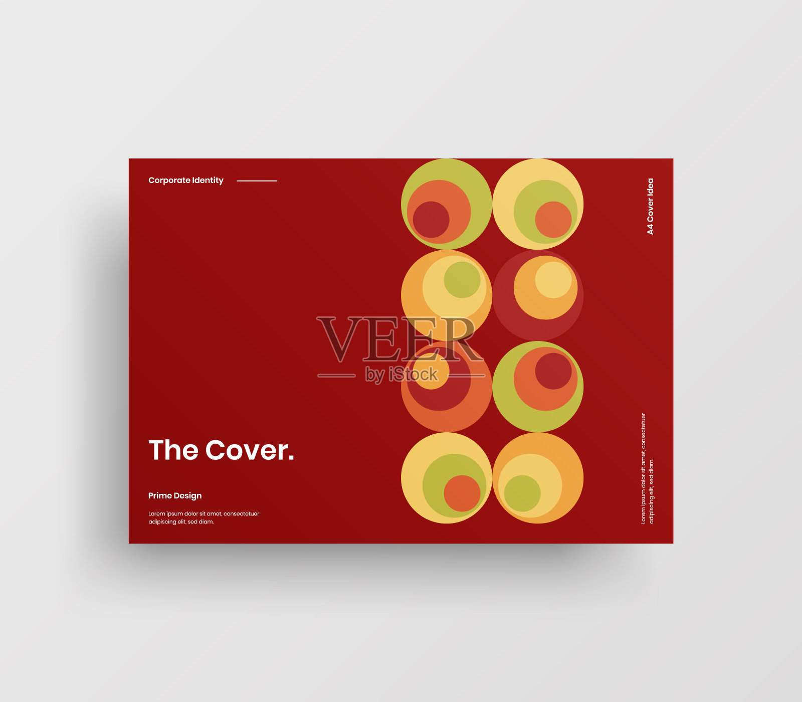 创意业务表示向量A4水平方向首页模拟。现代企业报表封面抽象几何插图设计布局。公司身份手册模板。设计模板素材