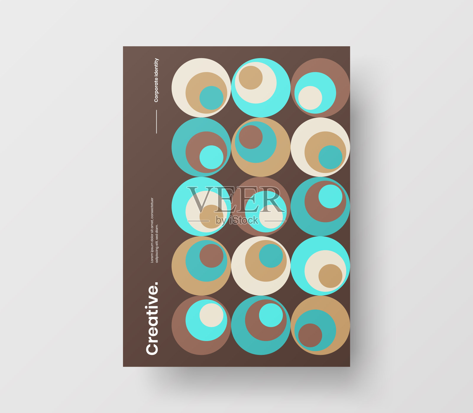 惊人的业务表示向量A4垂直方向的首页模拟。现代企业报表封面抽象几何插图设计布局。公司身份手册模板。设计模板素材