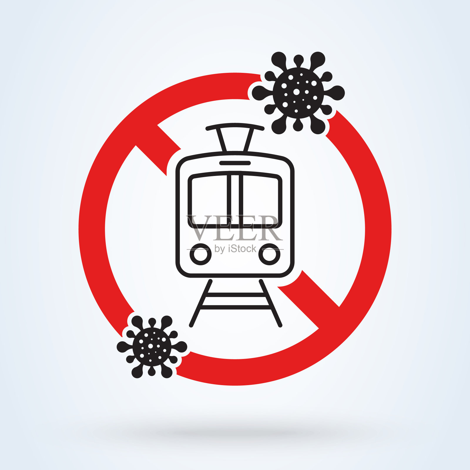 在电车内隔离冠状病毒。警告在公共交通工具中传播病毒感染。矢量图插画图片素材