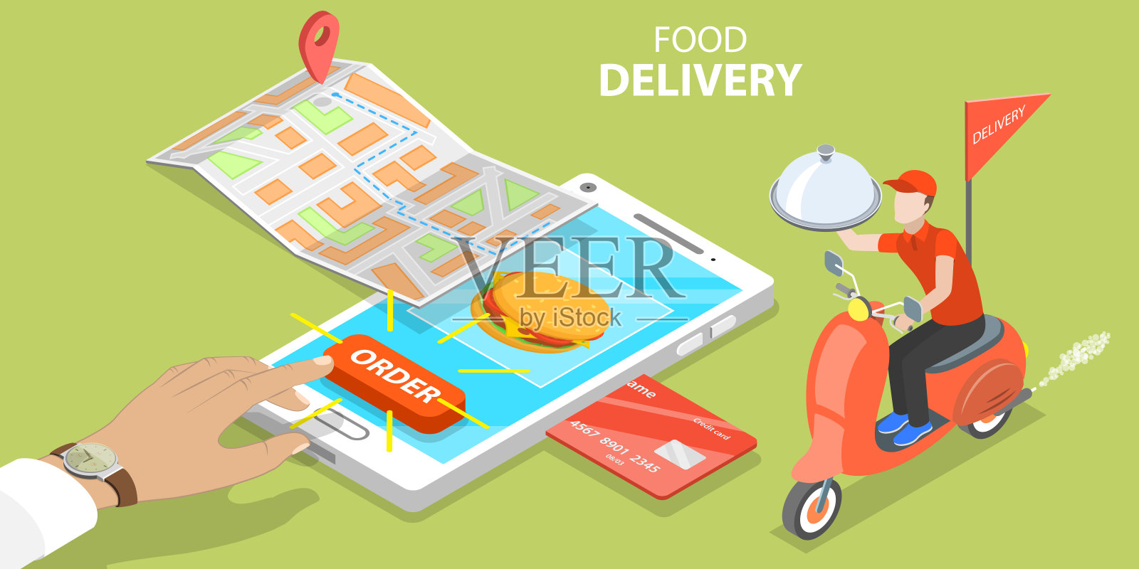 餐厅和咖啡厅在线点餐插画图片素材