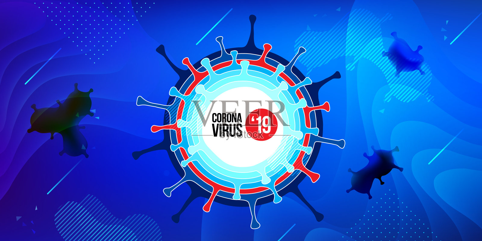 冠状病毒COVID-19 SARS-CoV-2的蓝色未来背景。病毒感染预防方法信息图。致命病毒类型2019-nCoV。冠状病毒微生物载体插图插画图片素材