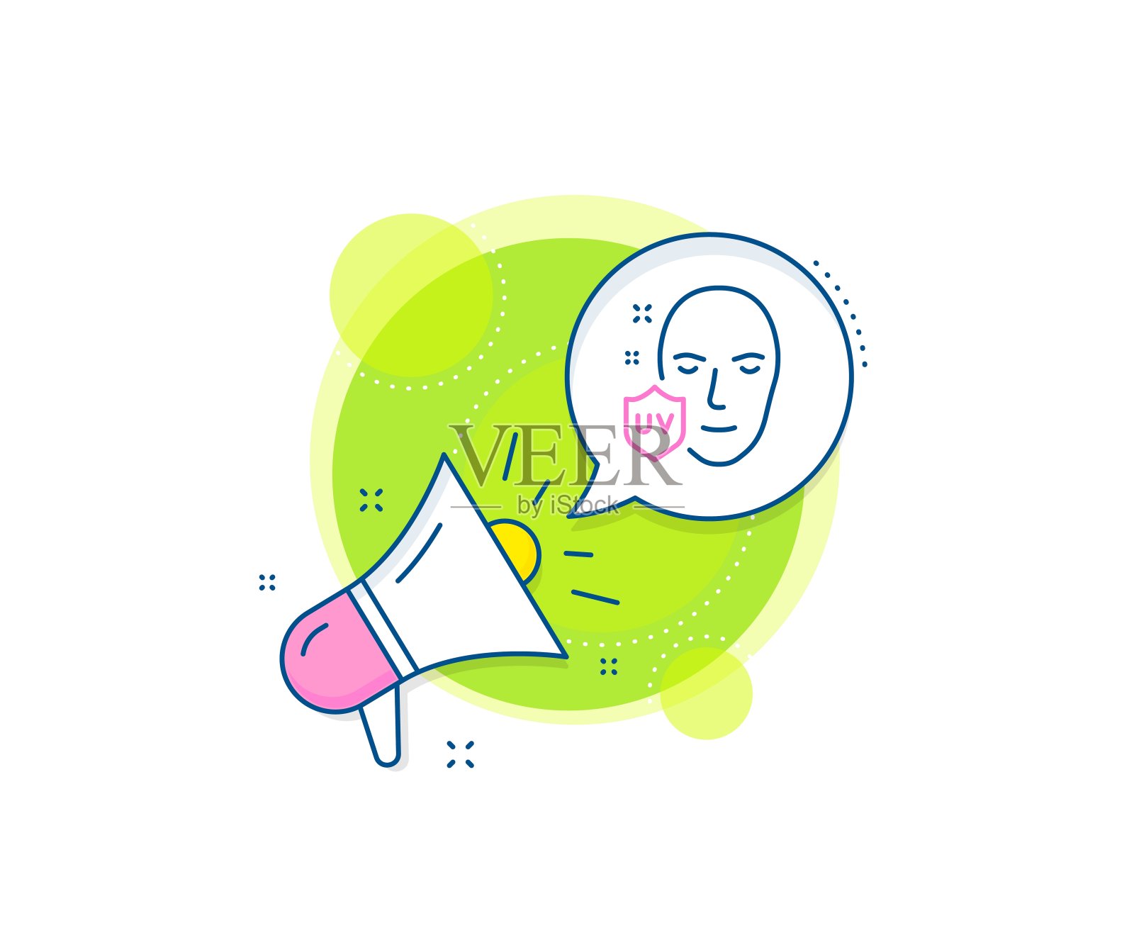 防紫外线线图标。皮肤护理的迹象。向量插画图片素材