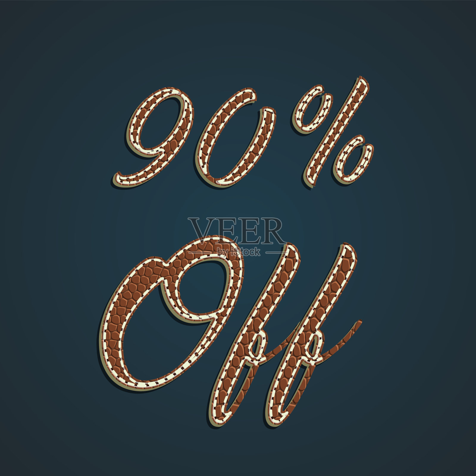 逼真的皮革百分比设置，矢量插图插画图片素材