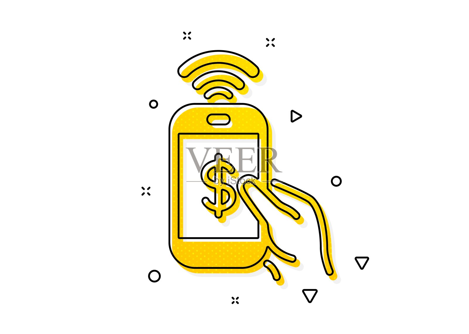 手机支付图标。美元支付的迹象。向量插画图片素材
