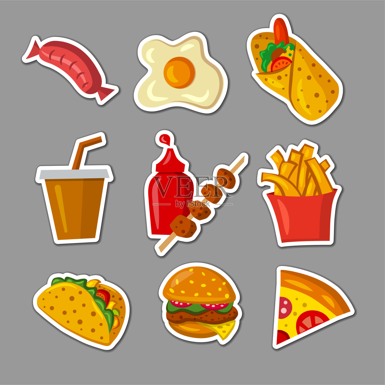 快餐餐贴插画图片素材