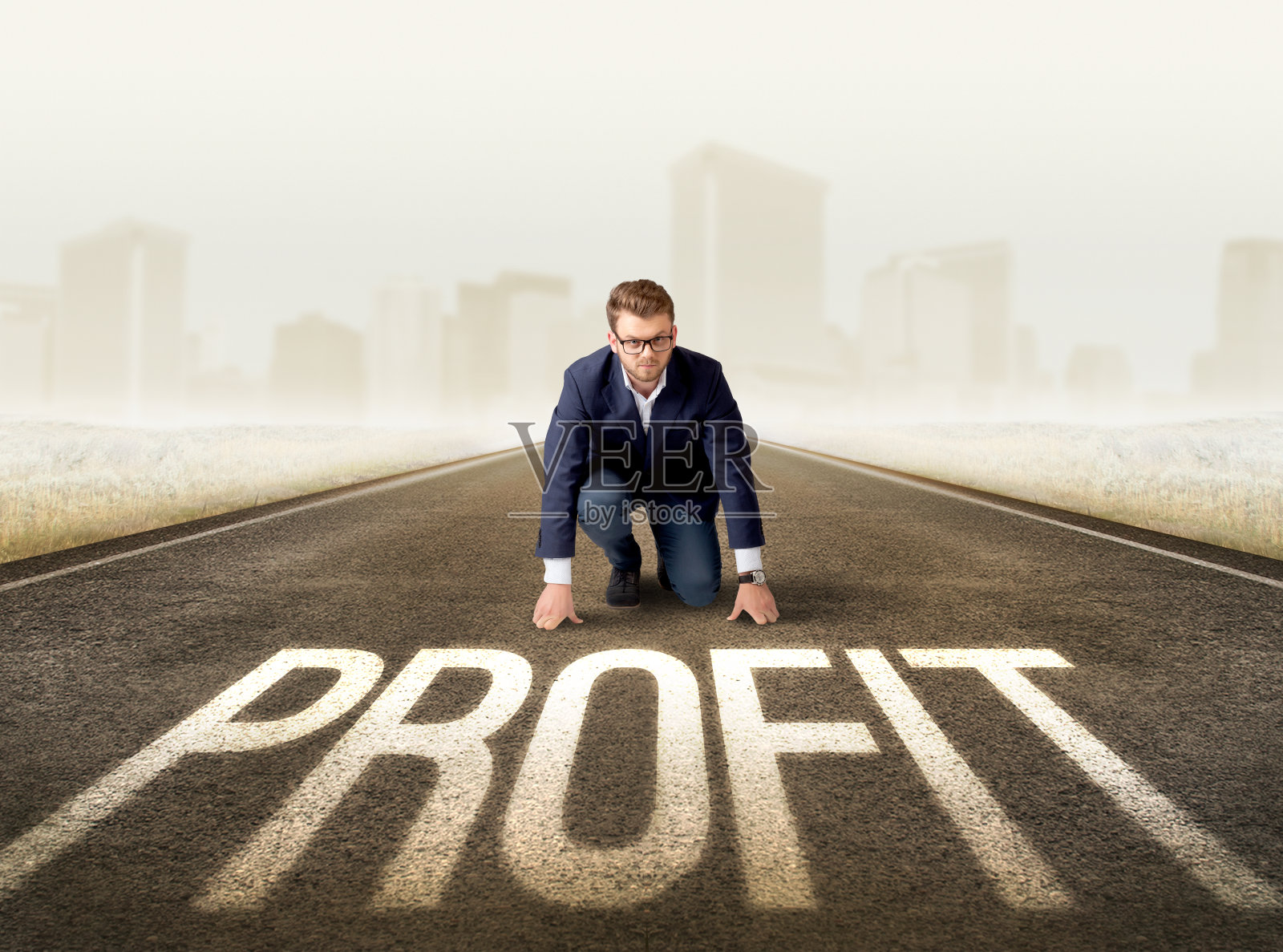 商人跪姿准备照片摄影图片