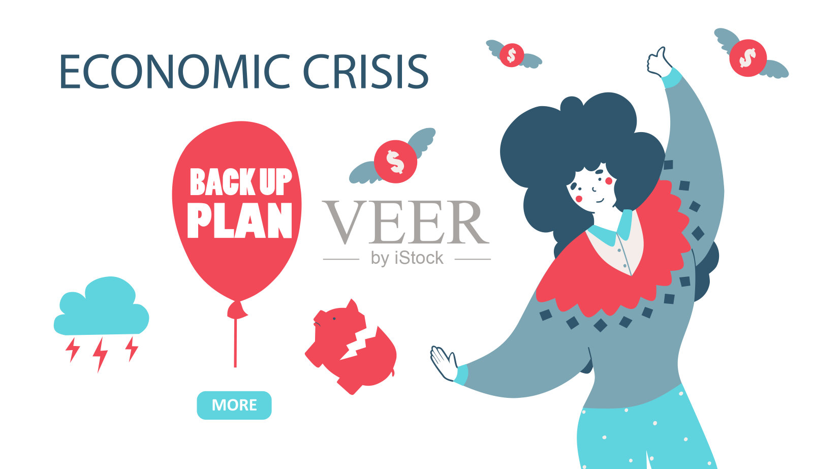经济危机后备计划卡通平面矢量插图。插画图片素材