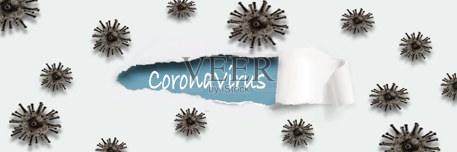 带有COVID-19概念的撕纸照片摄影图片