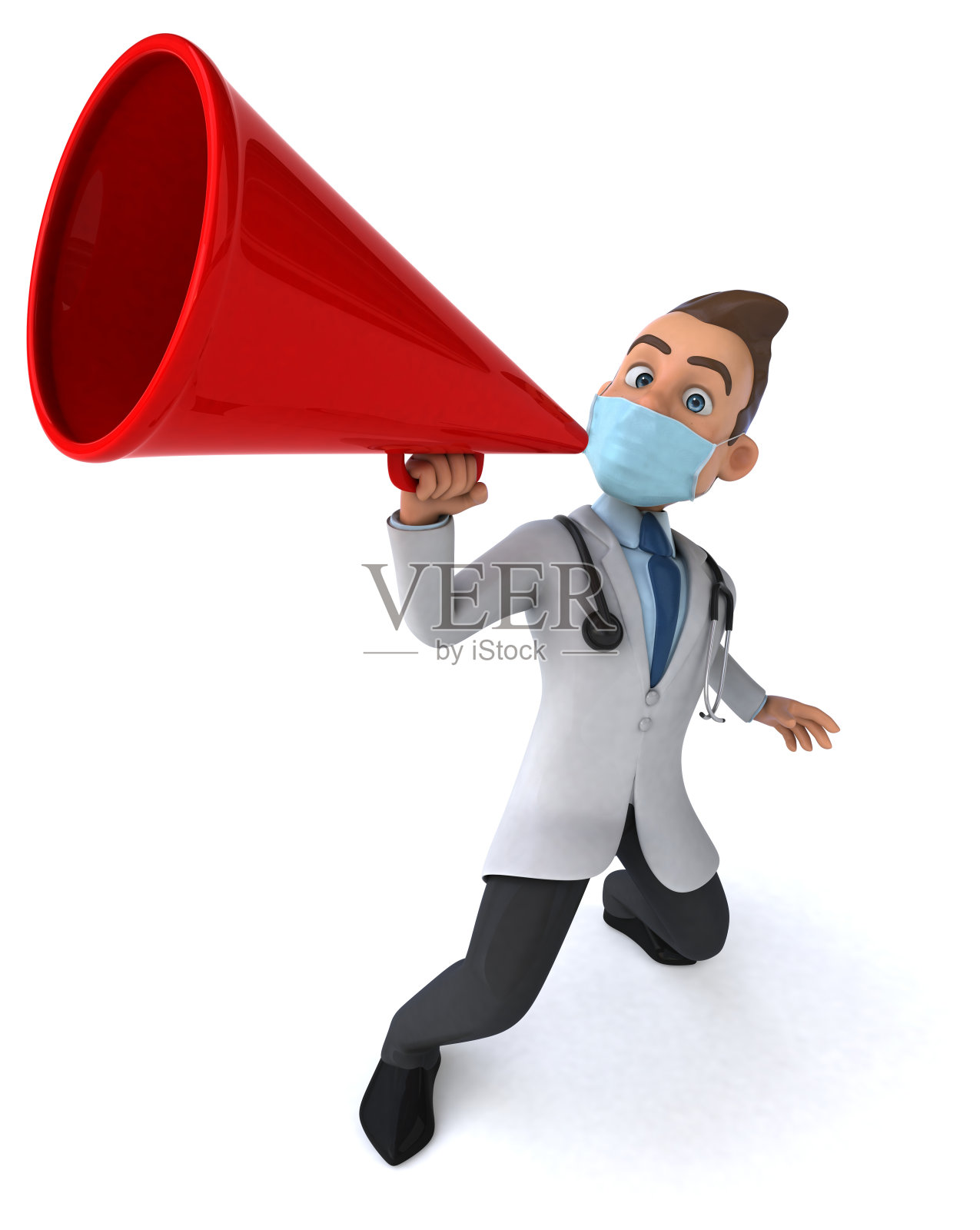 一个带面具的卡通人物的3D插图照片摄影图片