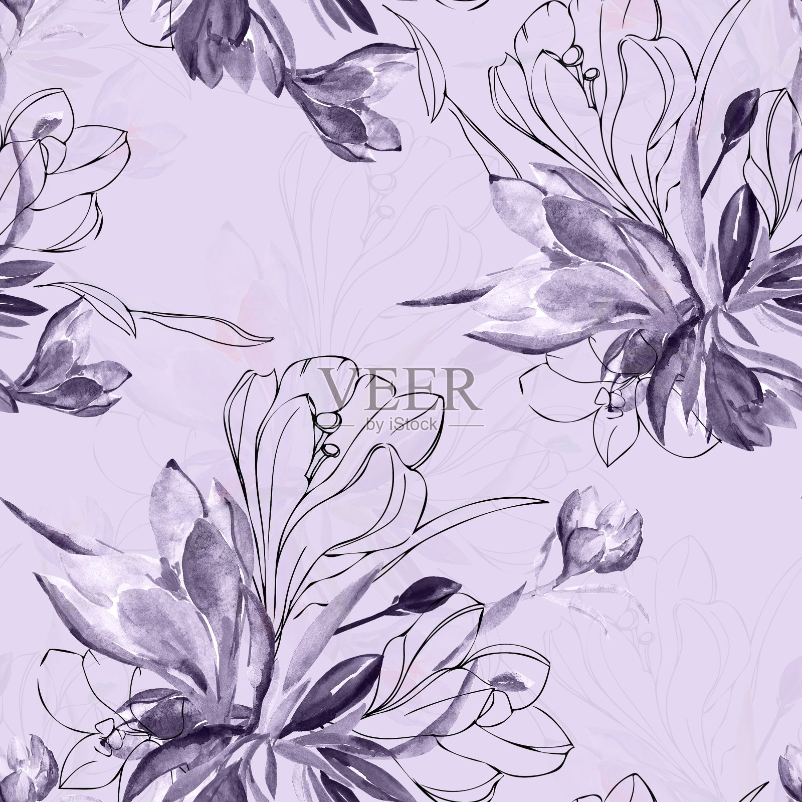 番红花无缝模式。插画图片素材