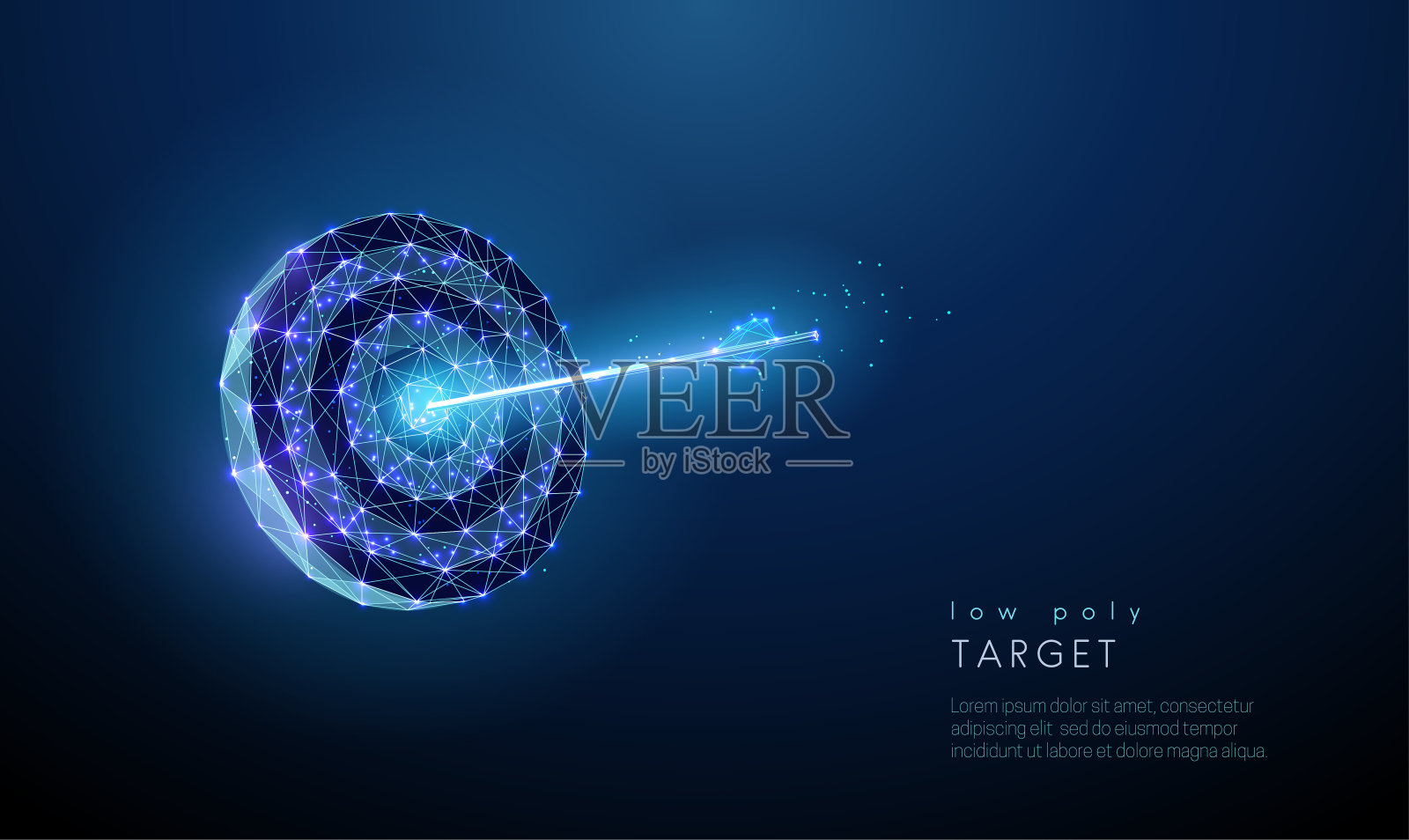 低聚的目标。箭在中间的飞镖板。插画图片素材