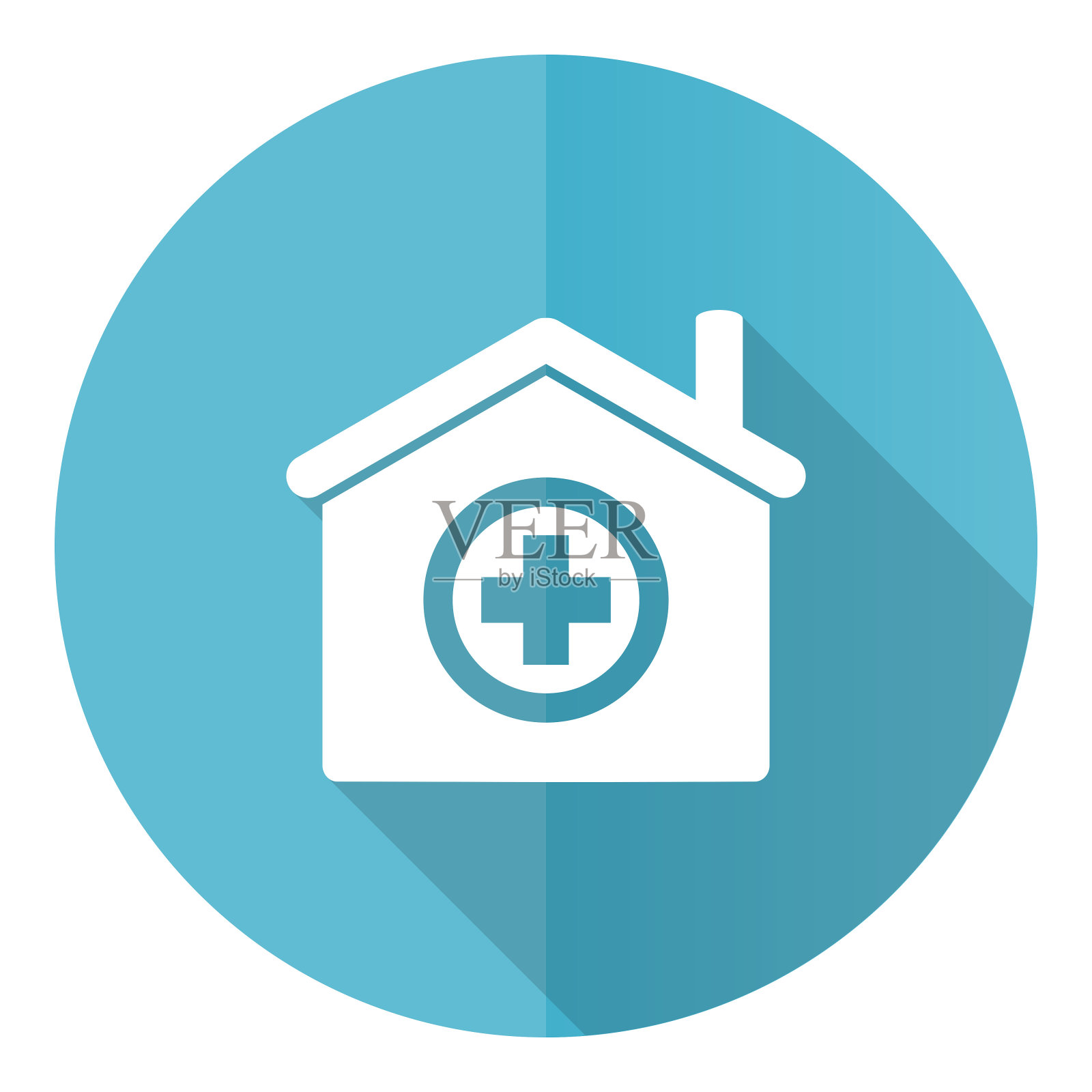 医院蓝色圆形平面设计矢量图标孤立的白色背景插画图片素材