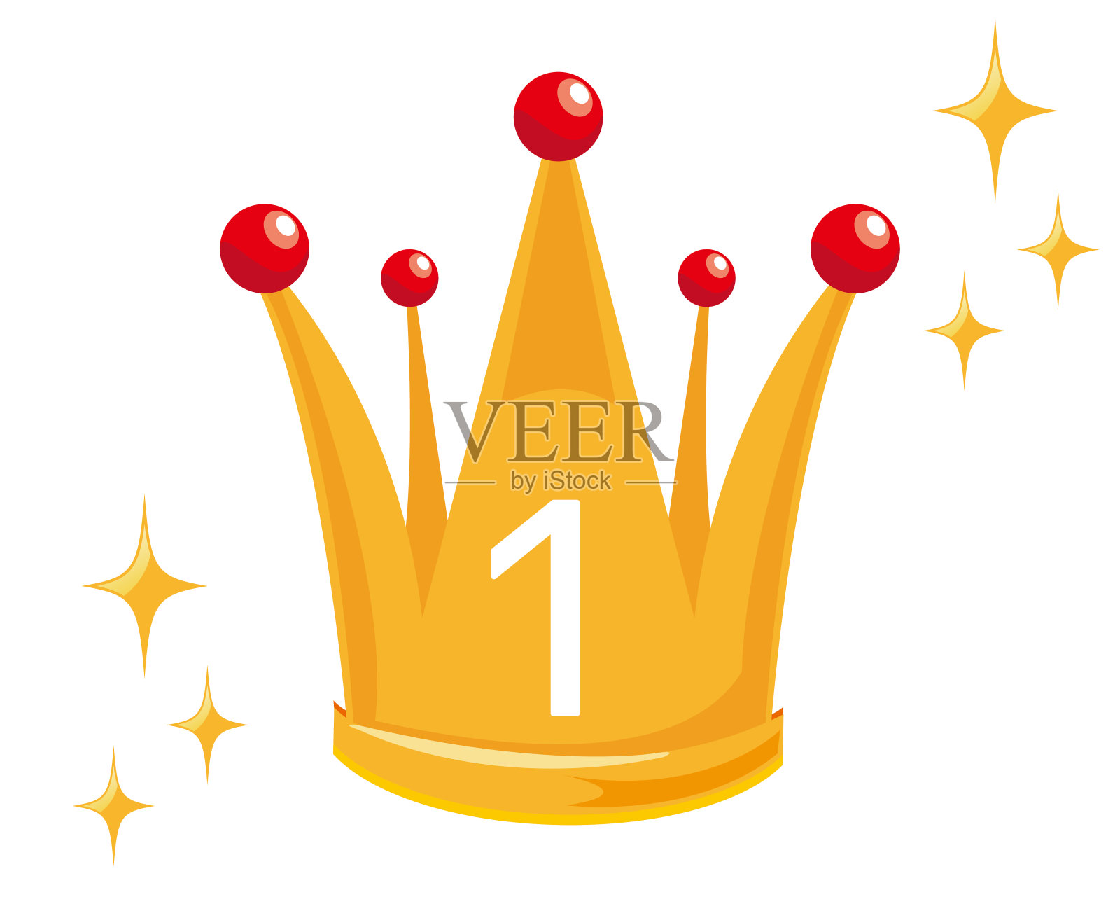 金皇冠图标。皇冠奖颁给获奖者，冠军，领导。插画图片素材