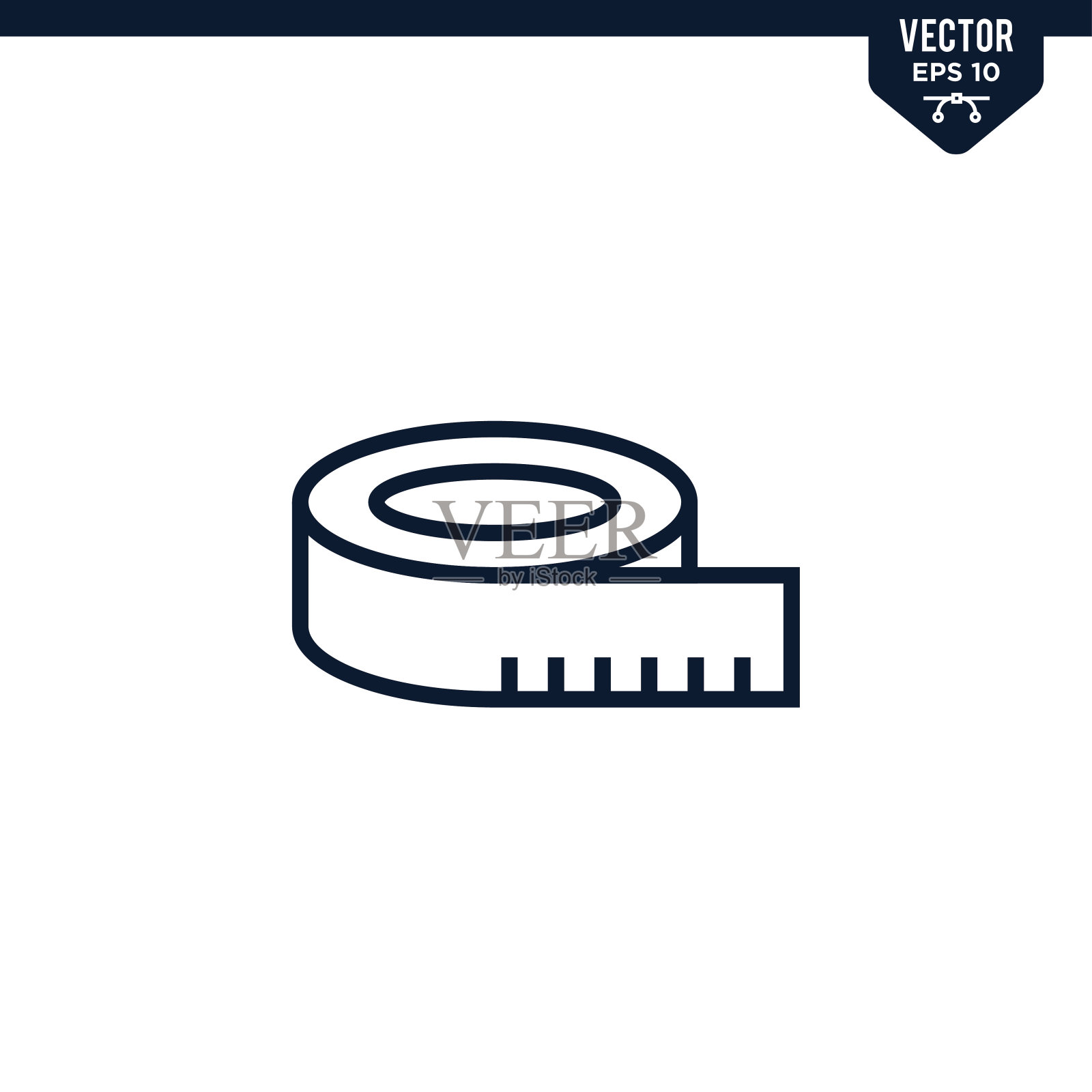 测量磁带图标收集，概述风格插画图片素材