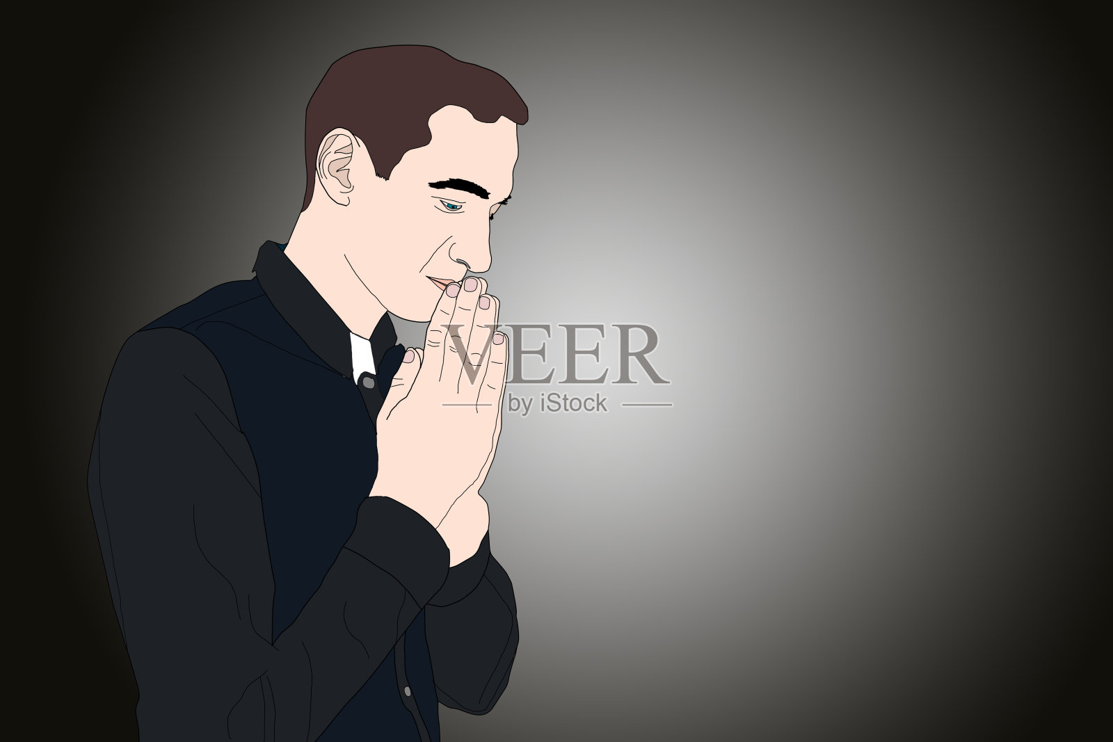 连续画商人祈祷插画图片素材