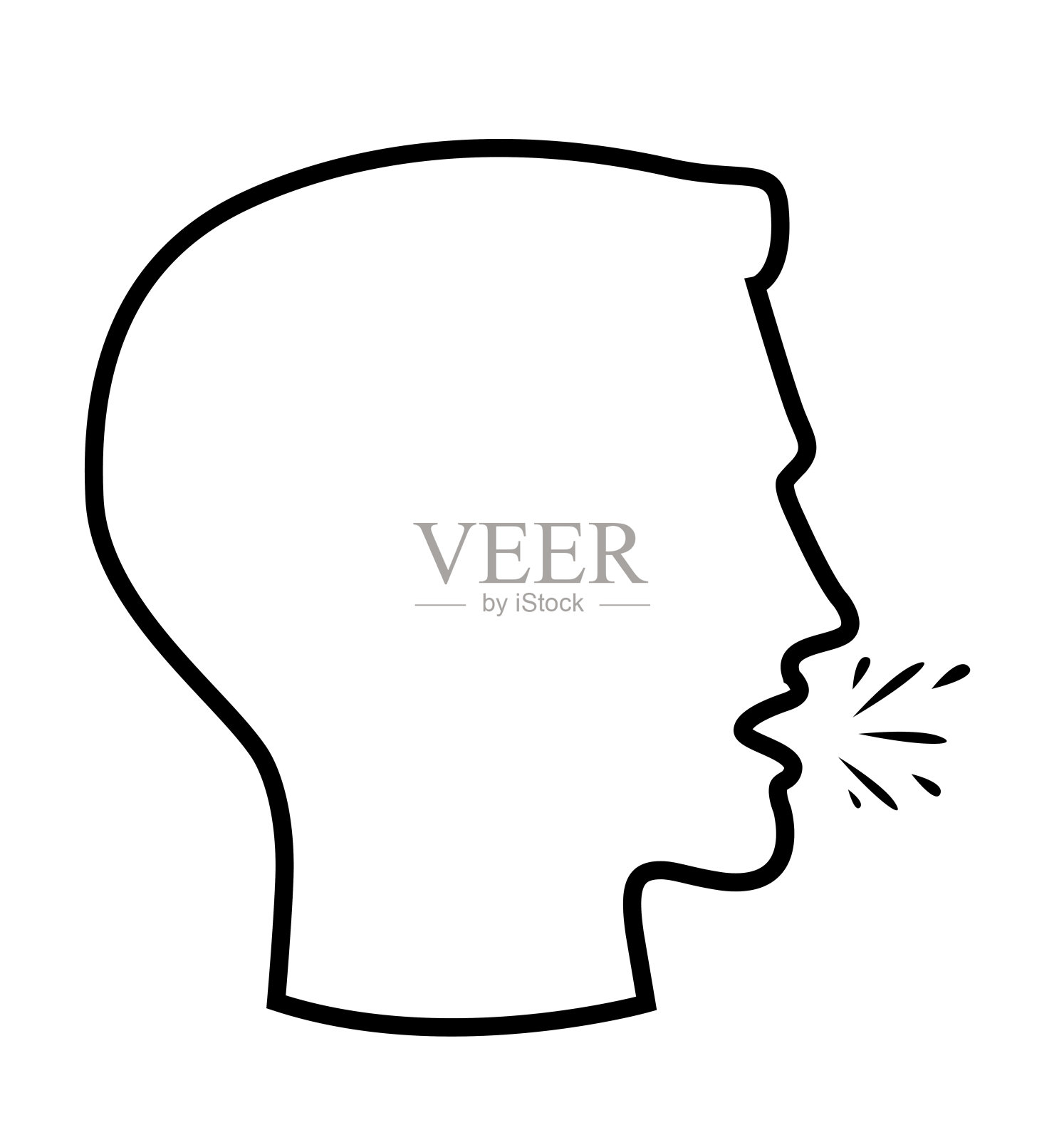 咳嗽与痰矢量图标。手机概念和网页设计的平面标志充满了口臭。咳嗽人字形图标。象征,标志说明。像素完美矢量图形插画图片素材