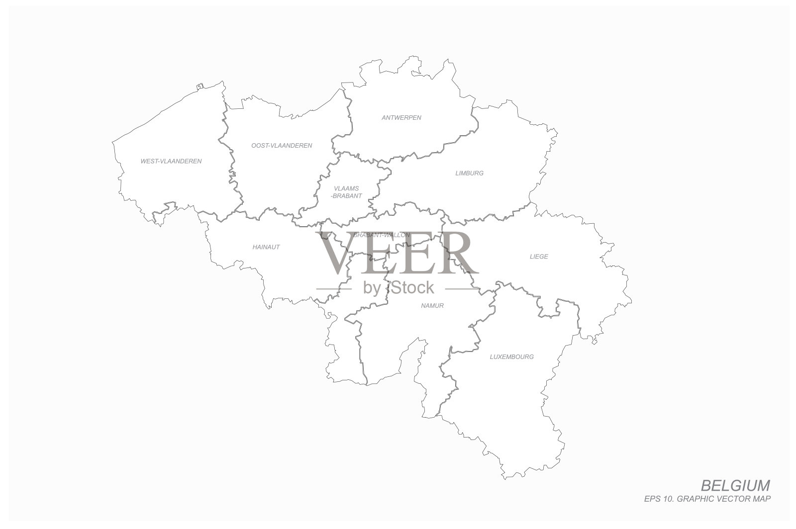 比利时的地图。欧洲比利时的矢量地图插画图片素材