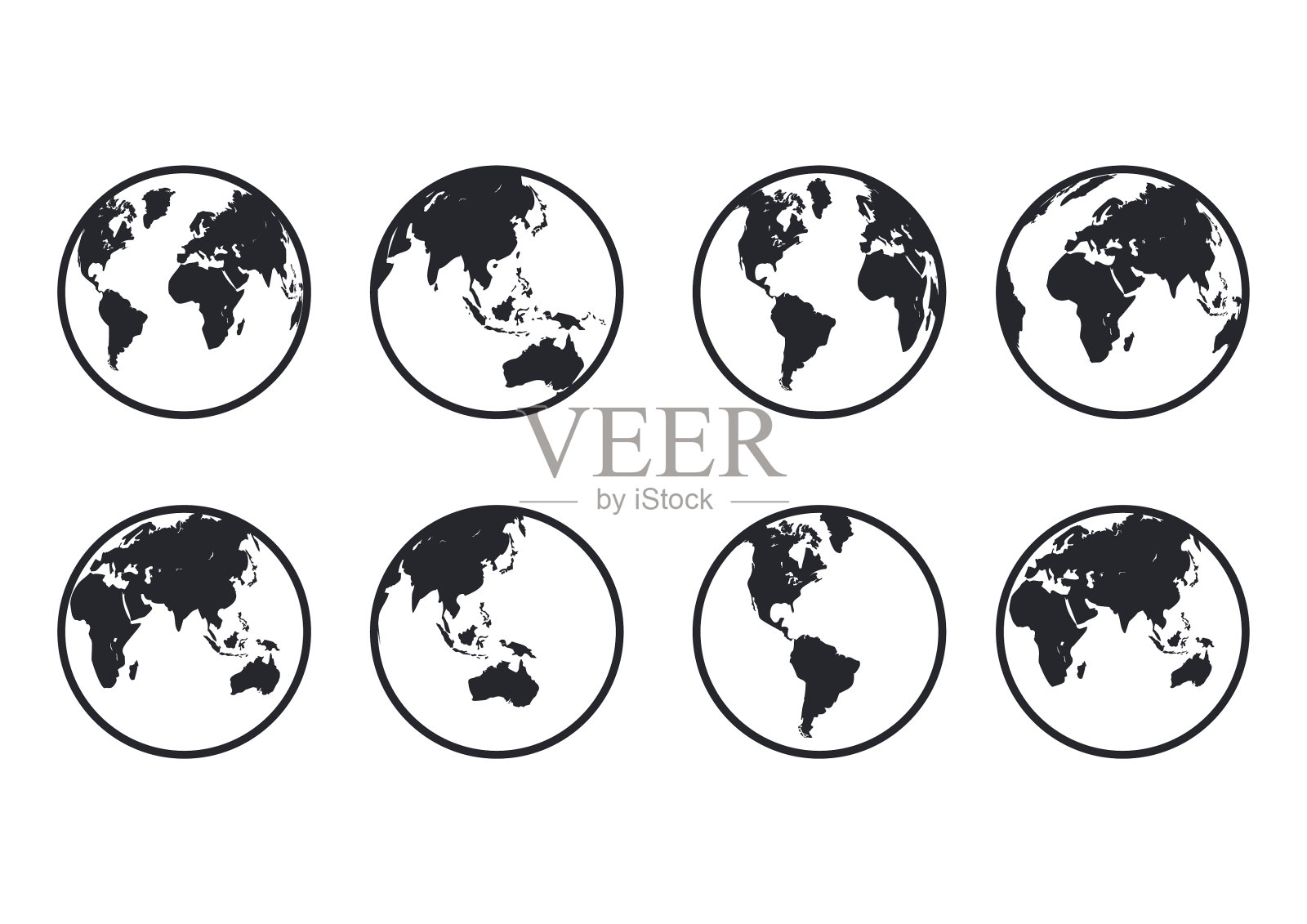 设置球体图标为黑色插画图片素材