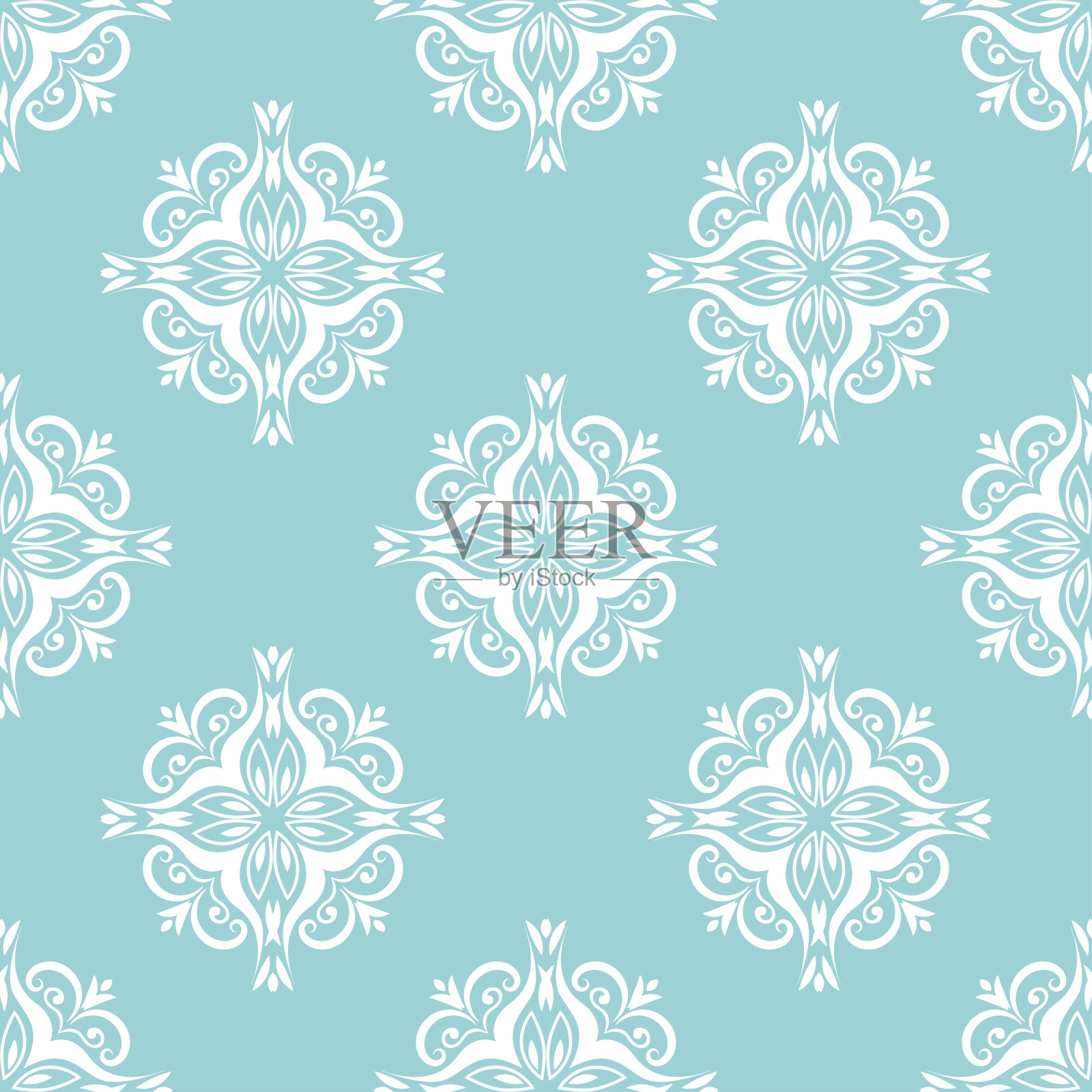 花卉无缝的背景。蓝色背景上的白色设计插画图片素材