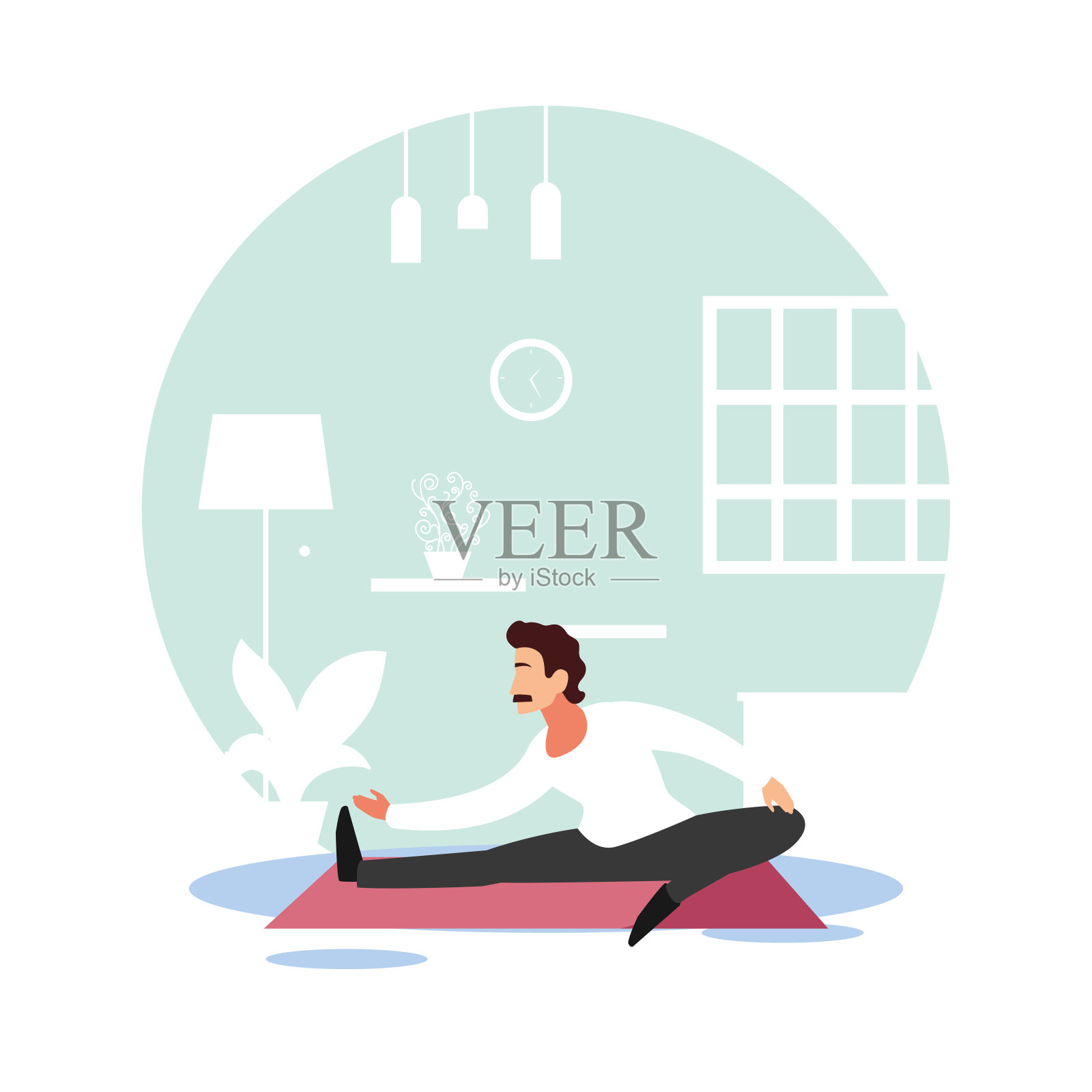 男人在家做运动插画图片素材