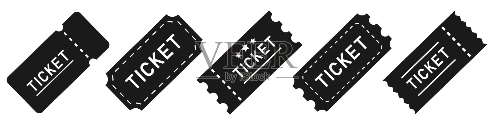 票务简单的图标设置。矢量图设计模板素材